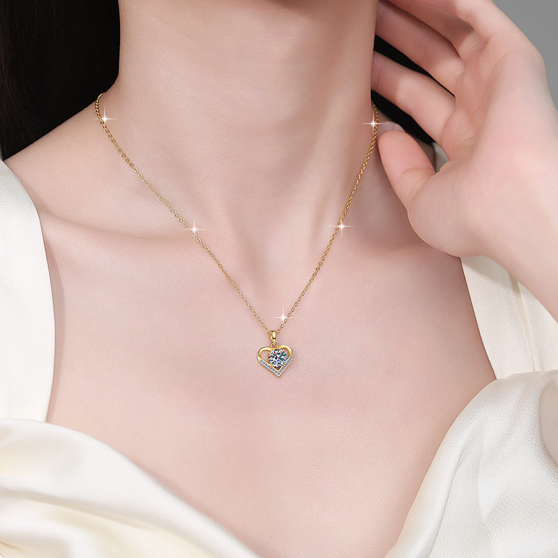 D-Color Moissanite 18K Gold Plated Chanel-Style 925 Sterling Silver Necklace