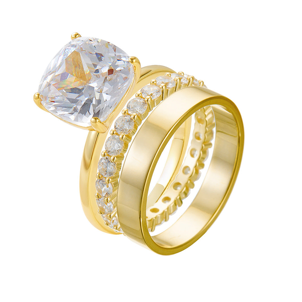 S925 Sterling Silver Ring Set Of Three Pieces For Women
