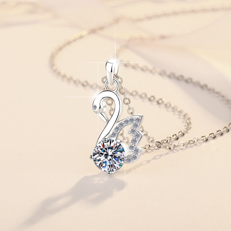 Pure Silver Women's Light Luxury Niche Swan Necklace