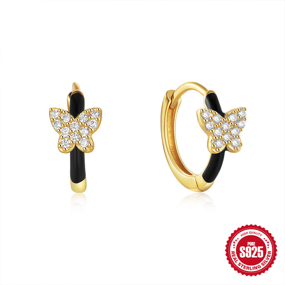 Sterling Silver Colorful Butterfly Earrings With Diamonds Dripping With Dopamine Vibes And Energetic Style