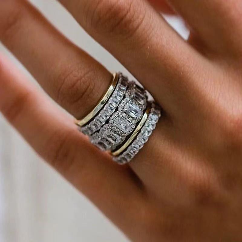 Mens Ring Set Diamond Encrusted  5 Piece Ring Set