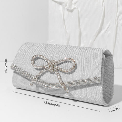Bow Evening Bag Sparkly Clutch Purses For Women Wedding Glitter Rhinestone Party Prom Purse Dressy Clutch Bags