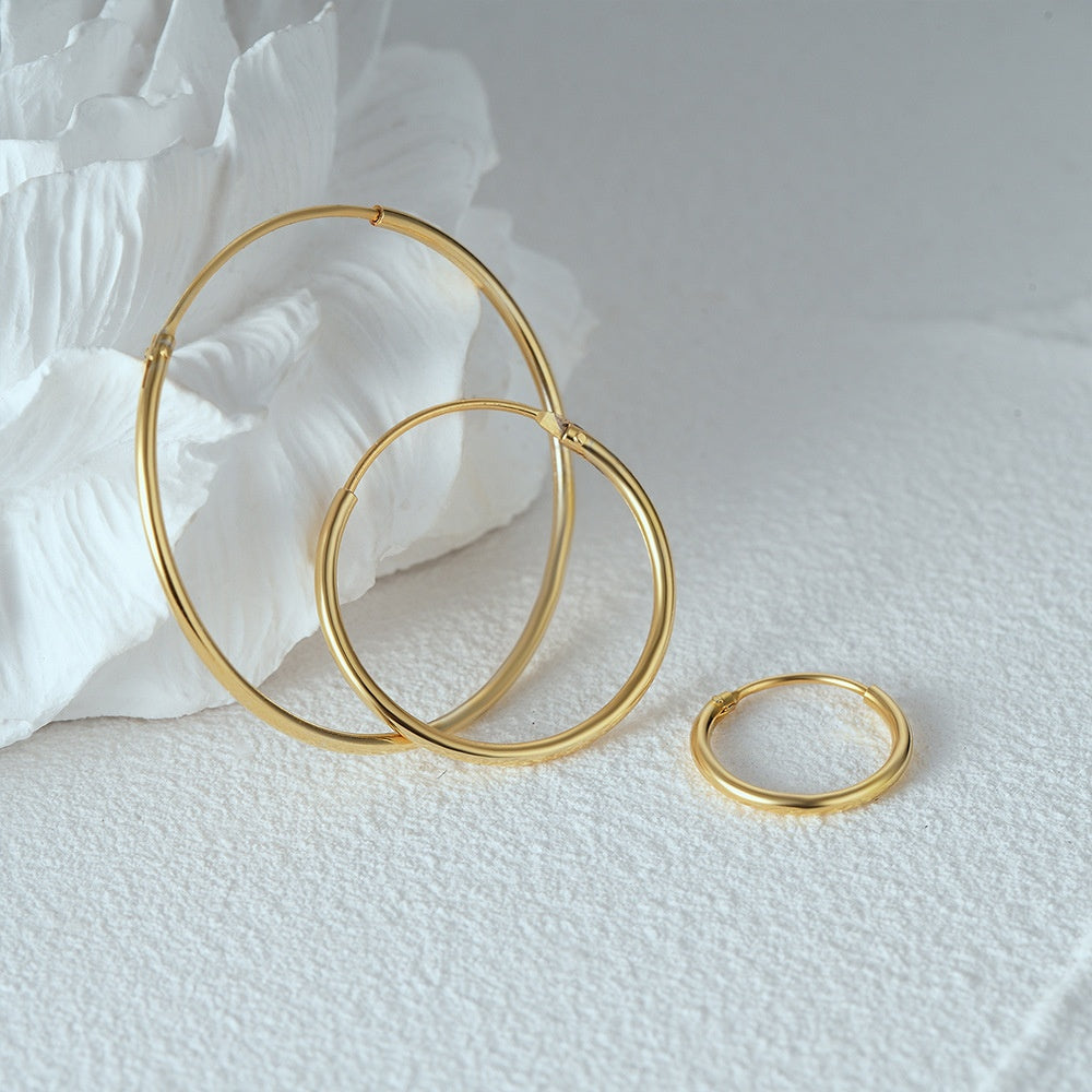 925 Sterling Silver Minimalist Smooth-Finish Earring Set In Multiple Sizes