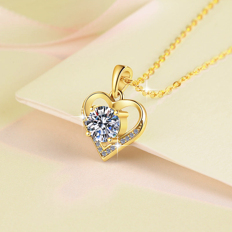D-Color Moissanite 18K Gold Plated Chanel-Style 925 Sterling Silver Necklace